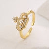 Classic Style Commute Crown Copper 18k Gold Plated Zircon Open Ring In Bulk