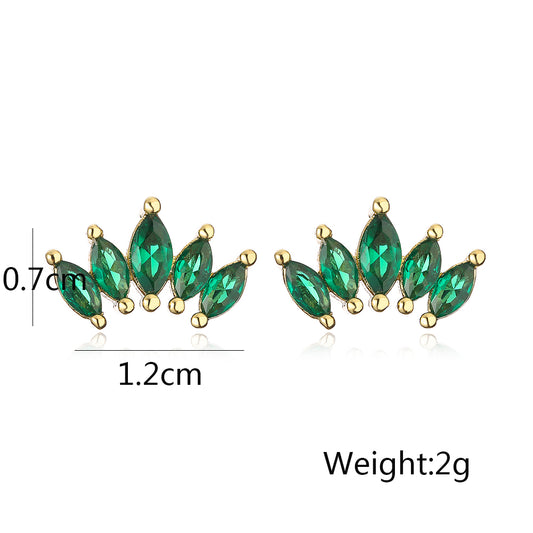 1 Piece Basic Commute Geometric Copper Plating Inlay Zircon 18k Gold Plated Ear Studs