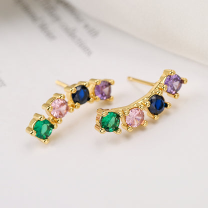 1 Pair Simple Style Commute Geometric Copper Plating Inlay Zircon 18k Gold Plated Ear Studs