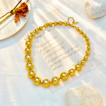 Casual Exaggerated Round Ccb Titanium Steel Beaded Plating 18k Gold Plated Necklace