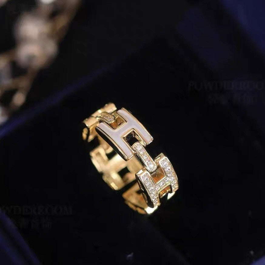 Real Gold Electroplating Korean Zircon Geometric Open Ring Wholesale