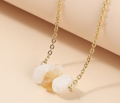 Retro Geometric Natural Stone Irregular Pendant Necklace