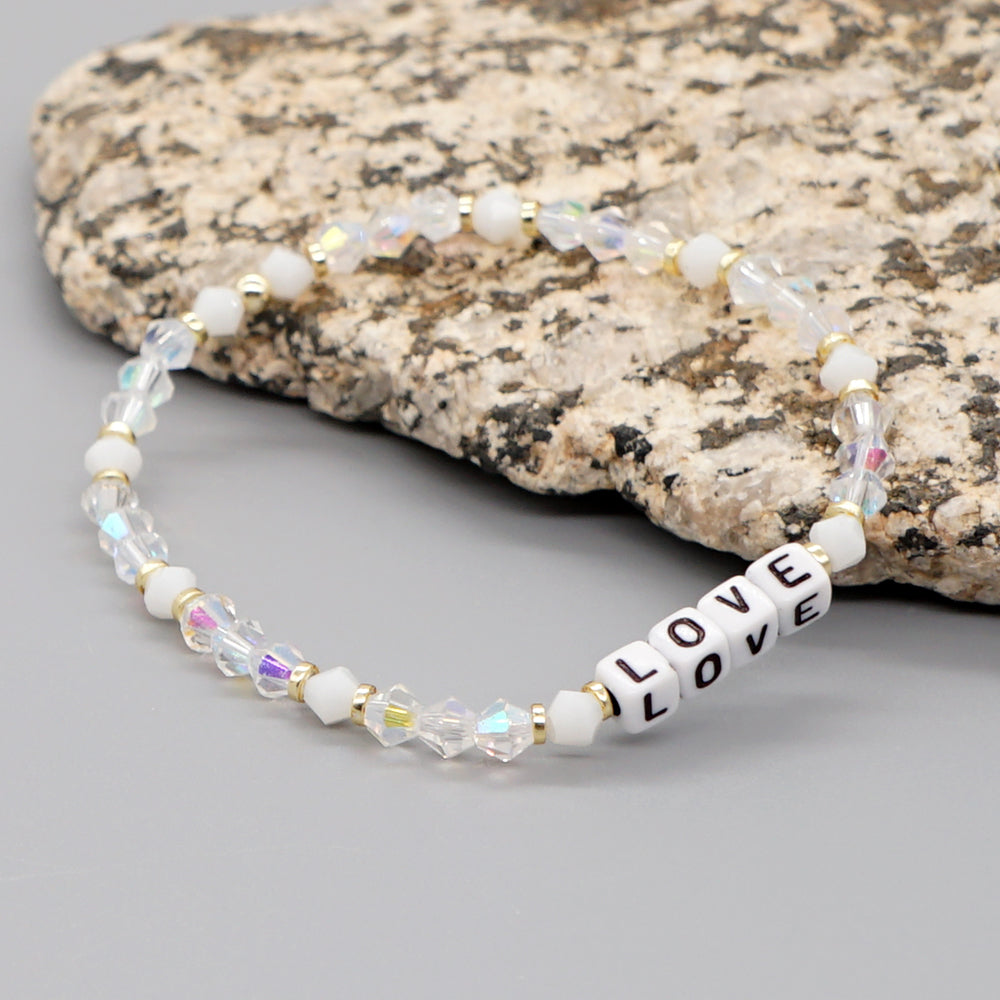 Casual Elegant Love Artificial Crystal Beaded Women's Bracelets