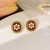 Retro Round Plaid Heart Shape Alloy Inlay Artificial Pearls Rhinestones Women's Ear Clips 1 Pair