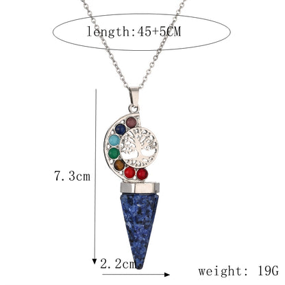 Casual Vacation Tree Stainless Steel Plating Hollow Out Inlay Natural Stone Crystal Pendant Necklace Long Necklace