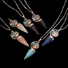 Casual Vacation Tree Stainless Steel Plating Hollow Out Inlay Natural Stone Crystal Pendant Necklace Long Necklace