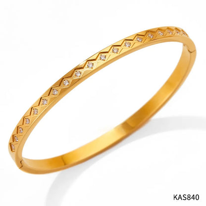 Simple Style Classic Style Geometric Stainless Steel Plating Inlay Zircon Bangle