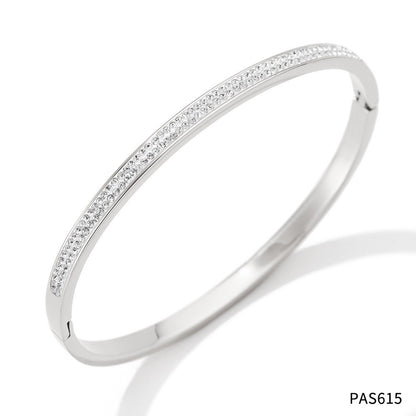 Elegant Geometric Stainless Steel Plating Inlay Zircon Bangle