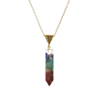 Wholesale Jewelry Ins Style Casual Multicolor Rectangle Stainless Steel Natural Stone Resin Pendant Necklace Long Necklace