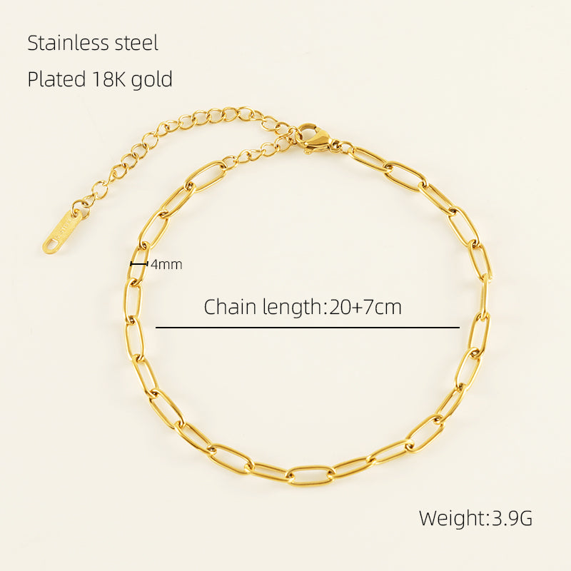 Casual Simple Style Solid Color Stainless Steel Plating 18k Gold Plated Women's Anklet