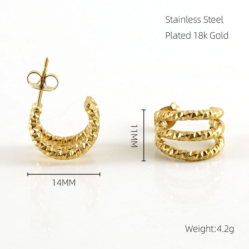 1 Pair Simple Style C Shape Plating Stainless Steel 18k Gold Plated Ear Studs