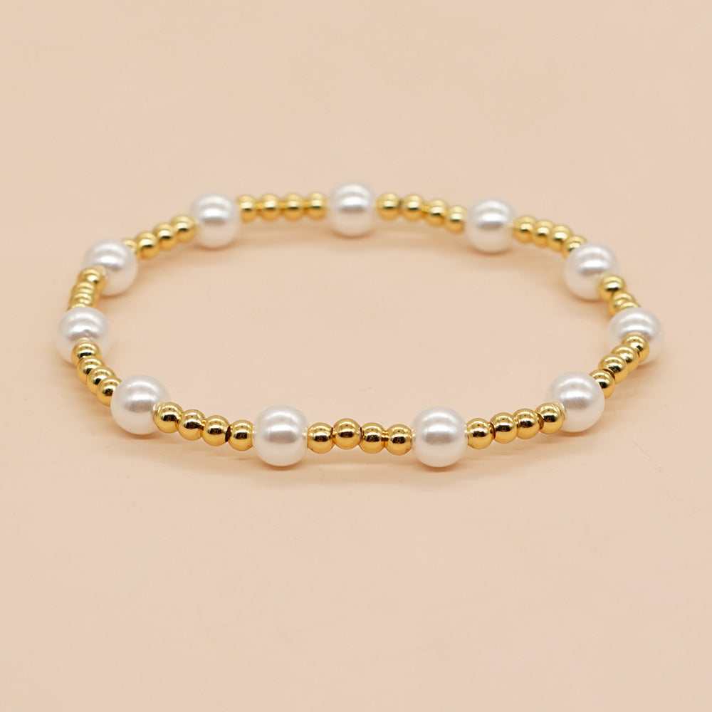 Bohemian Devil's Eye Flower Imitation Pearl Alloy Wholesale Bracelets