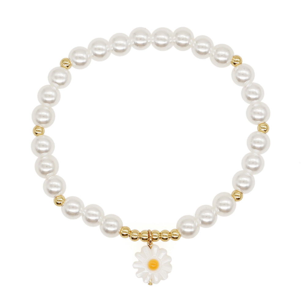 Bohemian Devil's Eye Flower Imitation Pearl Alloy Wholesale Bracelets