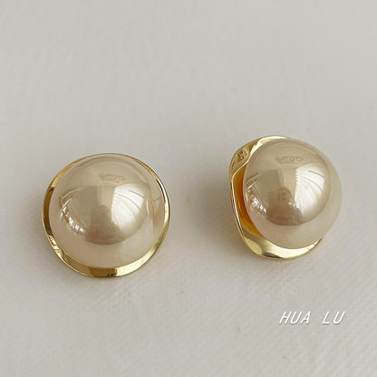 Elegant Round Mixed Materials Plating Inlay Artificial Pearls Women's Earrings