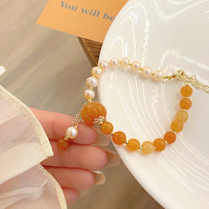 Wholesale Chinoiserie Retro Pumpkin Freshwater Pearl Jade Bracelets