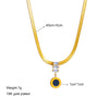 Retro Round Titanium Steel Plating Inlay Artificial Rhinestones 18k Gold Plated Pendant Necklace