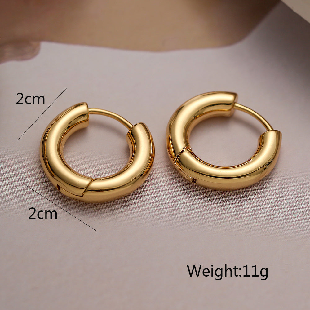 1 Pair Basic Commute Solid Color Copper Plating 18k Gold Plated Hoop Earrings