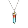 Streetwear Gradient Color Stainless Steel Natural Stone Plating Pendant Necklace