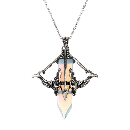 Streetwear Colorful Stainless Steel Natural Stone Plating Pendant Necklace