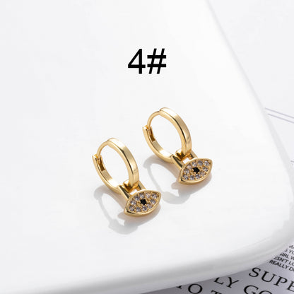 1 Pair Streetwear Star Copper Plating Inlay Zircon 18k Gold Plated Hoop Earrings