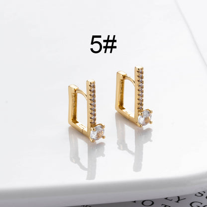 1 Pair Streetwear Star Copper Plating Inlay Zircon 18k Gold Plated Hoop Earrings