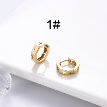 1 Pair Korean Style Round Copper Plating Inlay Zircon 18k Gold Plated Hoop Earrings Earrings