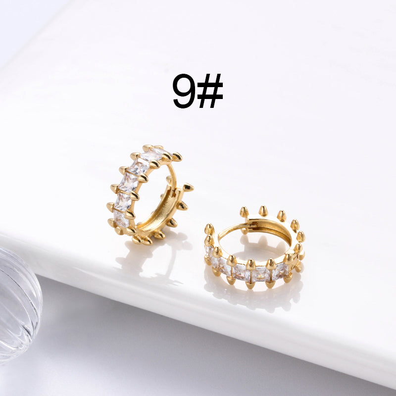 1 Pair Korean Style Round Copper Plating Inlay Zircon 18k Gold Plated Hoop Earrings Earrings