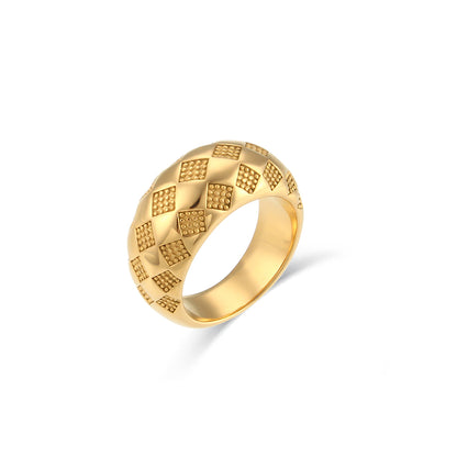 Simple Style Solid Color Stainless Steel Plating 18k Gold Plated Rings