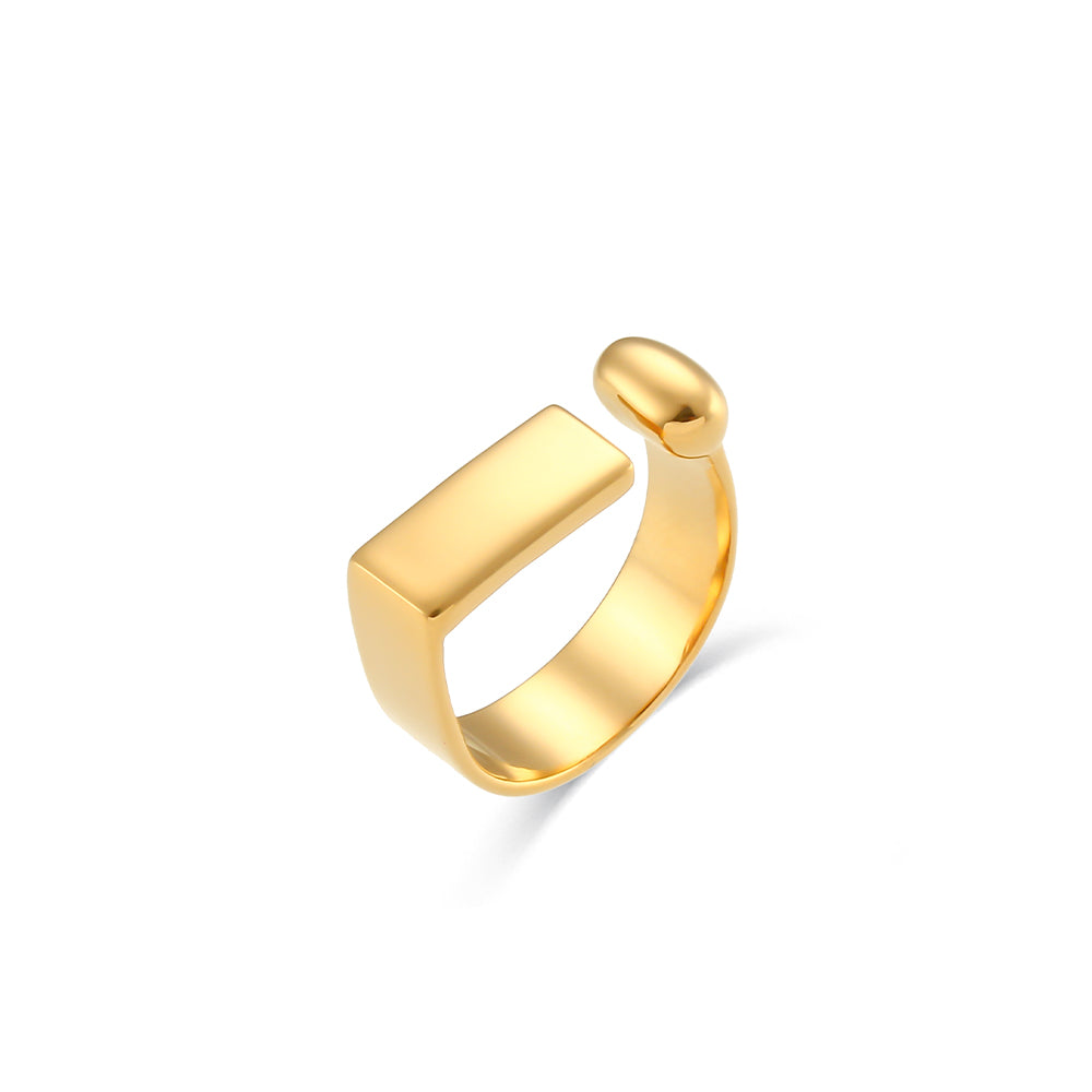 Simple Style Solid Color Stainless Steel Plating 18k Gold Plated Rings