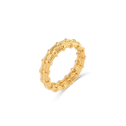 Simple Style Solid Color Stainless Steel Plating 18k Gold Plated Rings