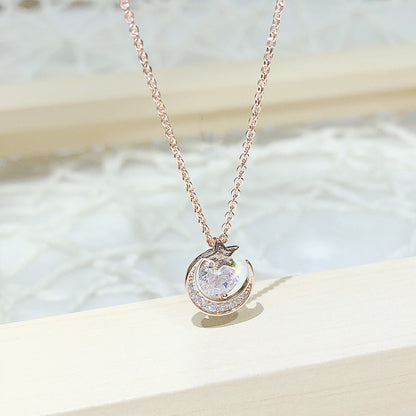 Simple Style Star Moon Copper Zircon Pendant Necklace In Bulk