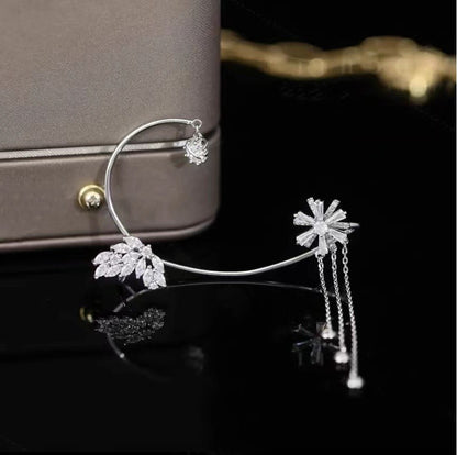 Elegant Flower Alloy Tassel Plating Inlay Rhinestones Women's Ear Clips