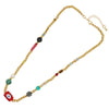 Commute Eye Flower Glass Metal Beaded Chain Women's Necklace