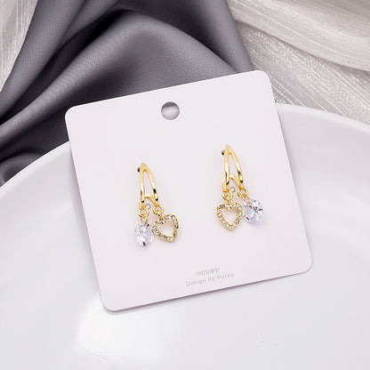 1 Pair Fashion C Shape Square Heart Shape Alloy Earrings