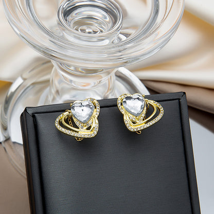 1 Pair Fashion C Shape Square Heart Shape Alloy Earrings