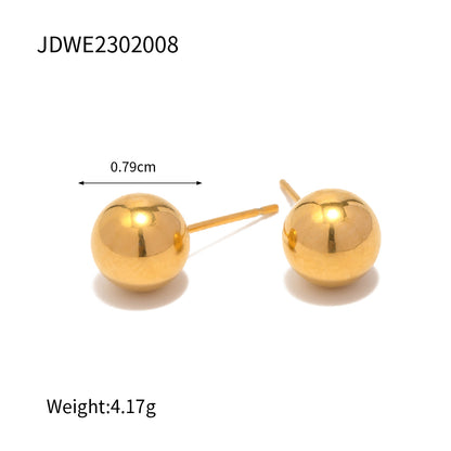 1 Pair Ins Style Simple Style Ball Plating Stainless Steel 18k Gold Plated Ear Studs