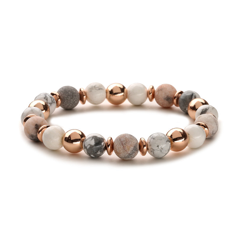 Retro Lock Natural Stone Beaded Bracelets