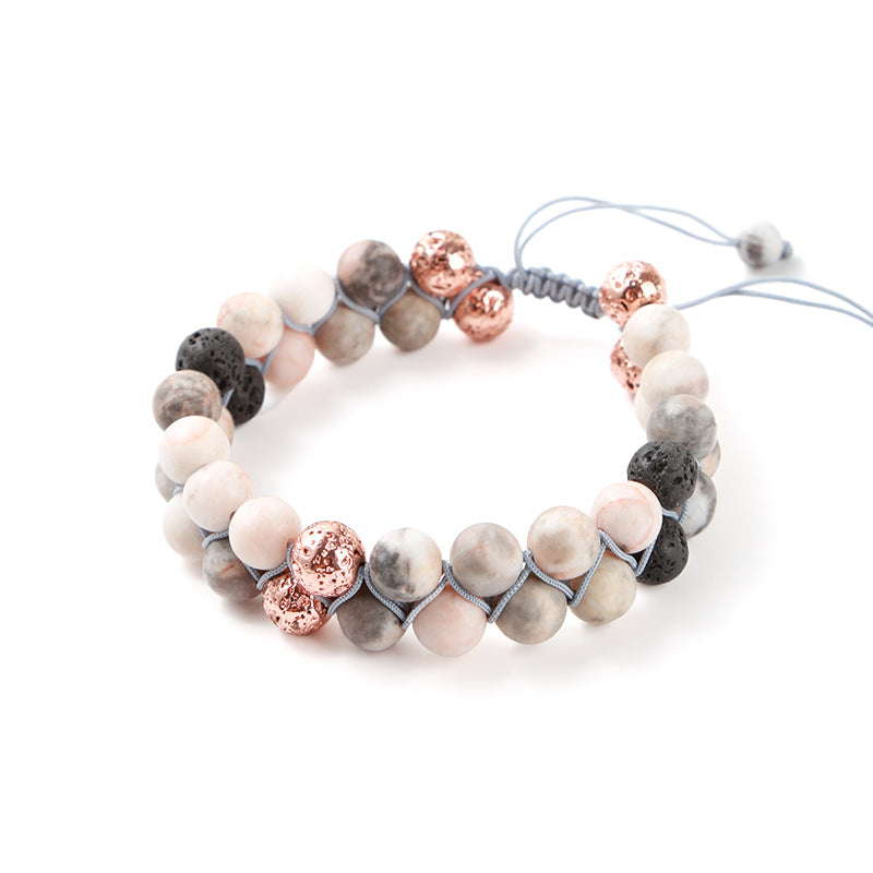 Retro Lock Natural Stone Beaded Bracelets