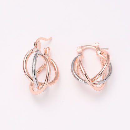 Simple Style Color Block Metal Plating Rose Gold Plated Women's Earrings