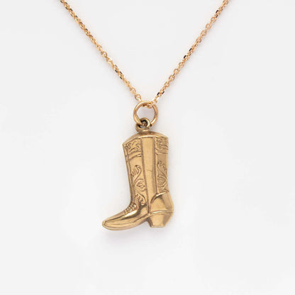 Stainless Steel Copper Retro Cowboy Style Boots Plating Pendant Necklace