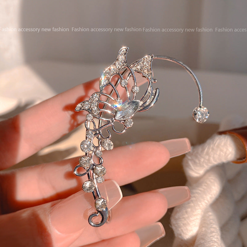 1 Piece Vintage Style Sweet Butterfly Plating Inlay Alloy Zircon Silver Plated Ear Cuffs