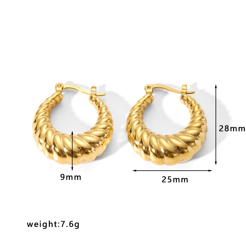 1 Pair Simple Style Solid Color Stainless Steel Plating Gold Plated Earrings