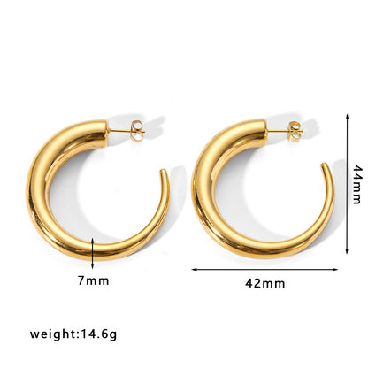 1 Pair Simple Style Solid Color Stainless Steel Plating Gold Plated Earrings