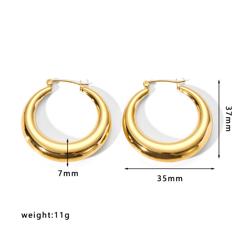 1 Pair Simple Style Solid Color Stainless Steel Plating Gold Plated Earrings