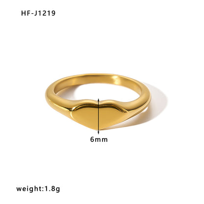 Simple Style Heart Shape Crown Bow Knot Stainless Steel Plating Gold Plated Rings