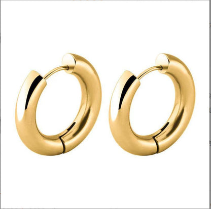 1 Pair Elegant Round Plating Stainless Steel Natural Stone 18k Gold Plated Earrings