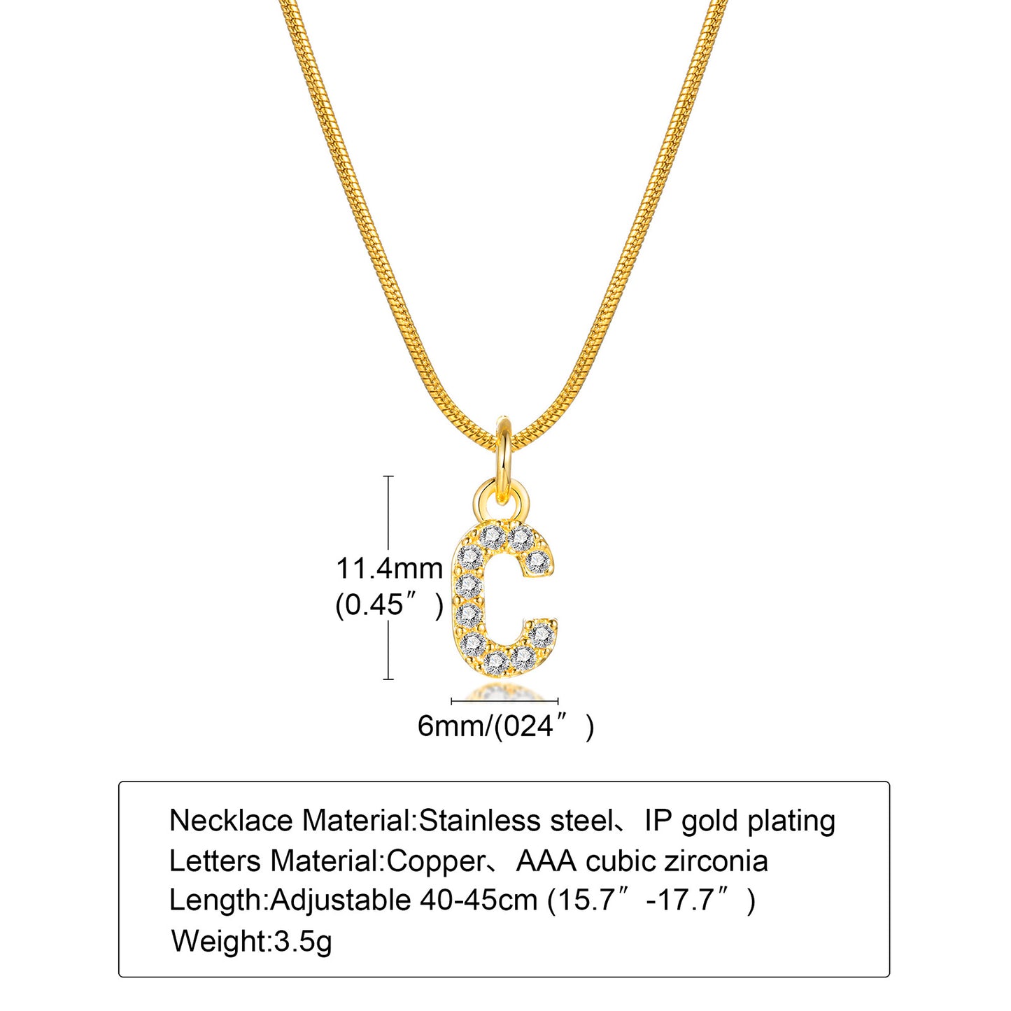 Ins Style Simple Style Letter Stainless Steel Plating Inlay Zircon 18k Gold Plated Necklace Pendant