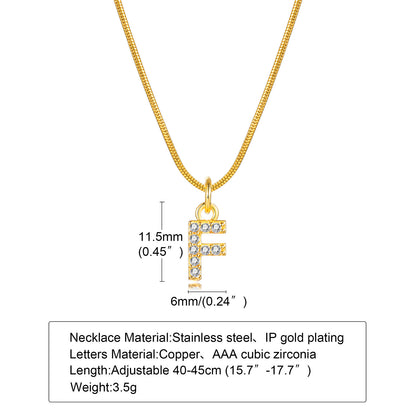 Ins Style Simple Style Letter Stainless Steel Plating Inlay Zircon 18k Gold Plated Necklace Pendant