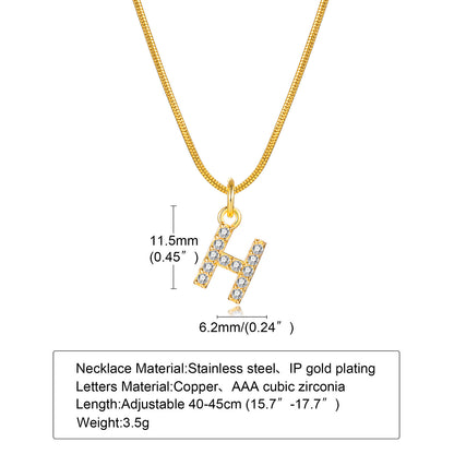 Ins Style Simple Style Letter Stainless Steel Plating Inlay Zircon 18k Gold Plated Necklace Pendant