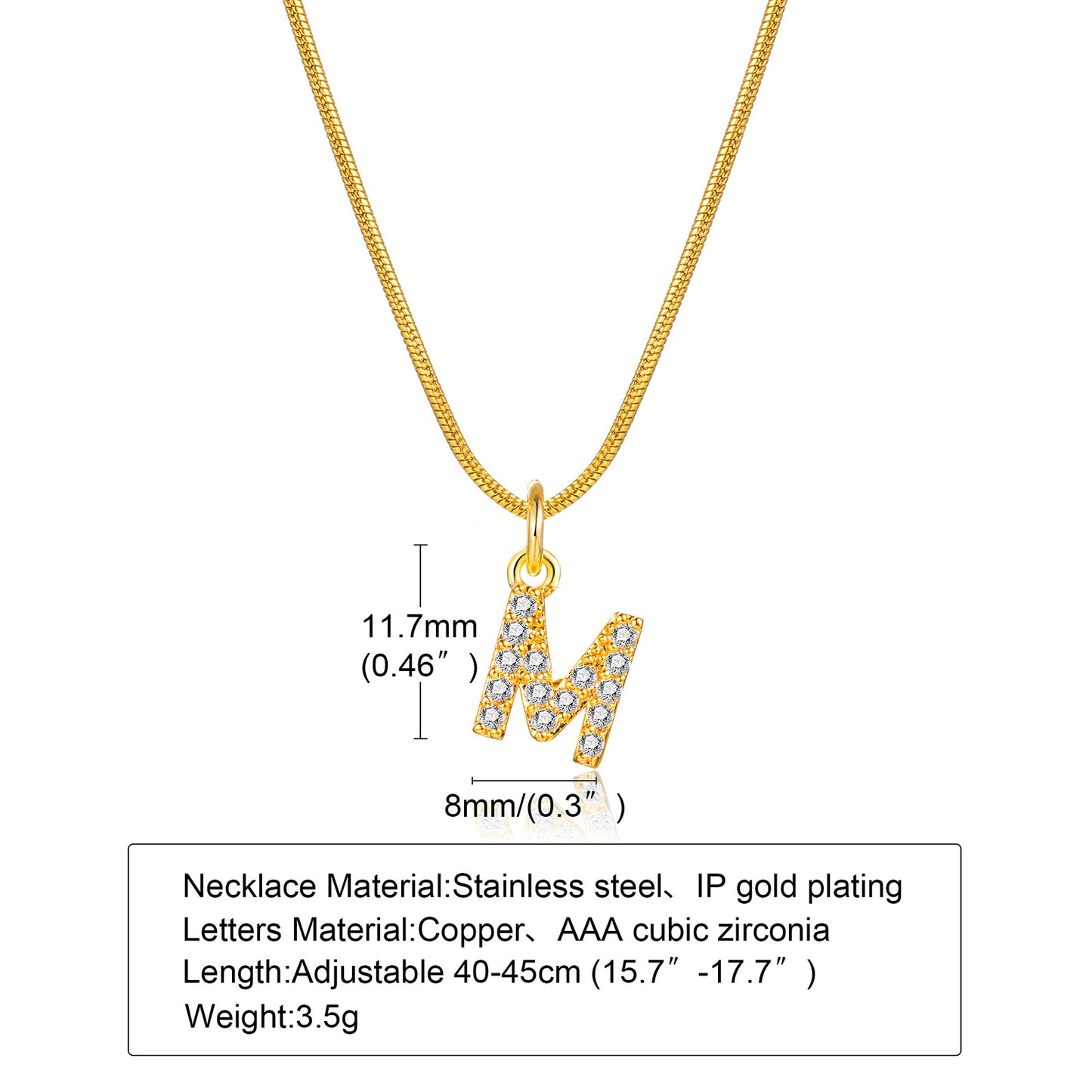 Ins Style Simple Style Letter Stainless Steel Plating Inlay Zircon 18k Gold Plated Necklace Pendant